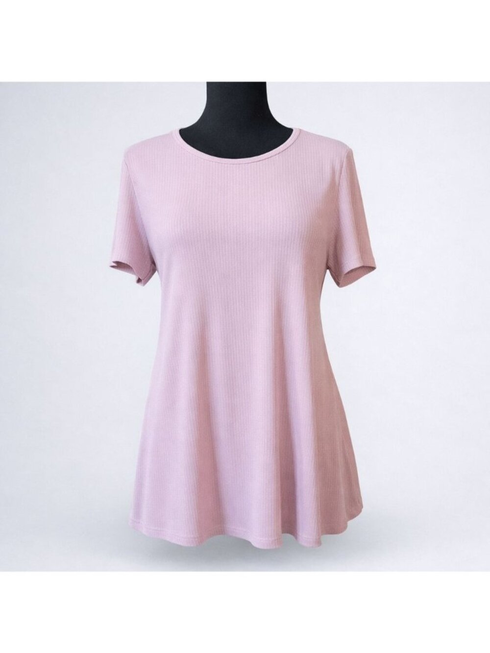 Short Sleeve pink scoop neck ribbed stretch maternity top Medium back tie tunic